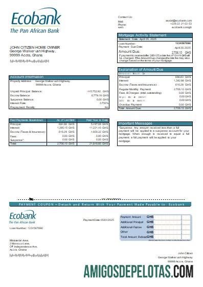 Declaração de hipoteca do Banco Ecobank de Gana modelo